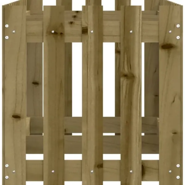 Upphöjd odlingslåda i impregnerad furu - Trädgårdslåda med staket-design | Storlek: 150x50x50 cm