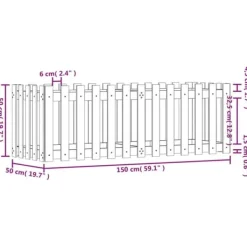 Upphöjd odlingslåda i impregnerad furu - Trädgårdslåda med staket-design | Storlek: 150x50x50 cm