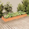 Best Upphöjd odlingslåda i massivt granträ med foder | Storlek: 240x60x25 cm | Färg: Brun Planteringsbänkar