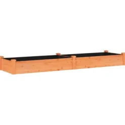 Best Upphöjd odlingslåda i massivt granträ med foder | Storlek: 240x60x25 cm | Färg: Brun Planteringsbänkar