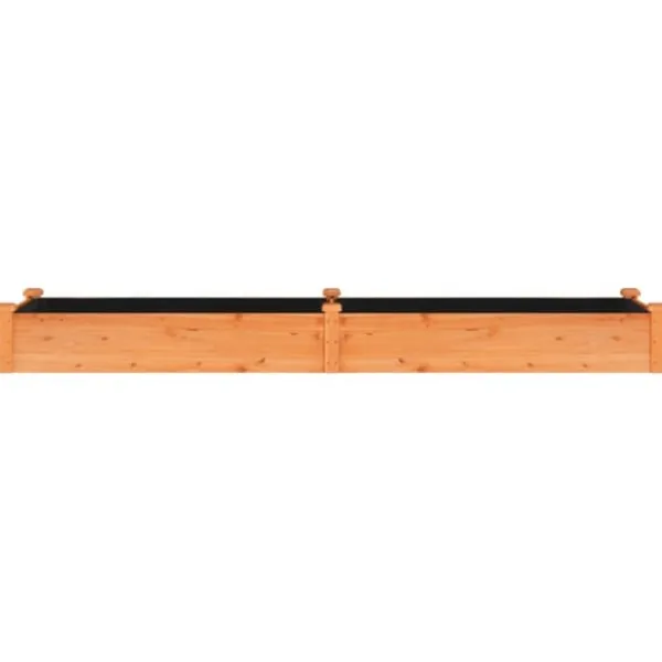 Best Upphöjd odlingslåda i massivt granträ med foder | Storlek: 240x60x25 cm | Färg: Brun Planteringsbänkar