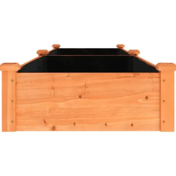 Best Upphöjd odlingslåda i massivt granträ med foder | Storlek: 240x60x25 cm | Färg: Brun Planteringsbänkar