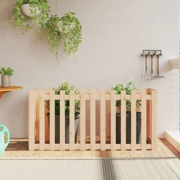 Online Upphöjd odlingslåda i massiv furu med staket-design | Storlek: 150x50x70 cm Planteringsbänkar