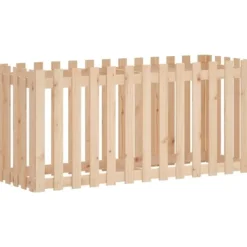 Online Upphöjd odlingslåda i massiv furu med staket-design | Storlek: 150x50x70 cm Planteringsbänkar