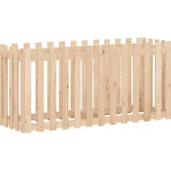 Online Upphöjd odlingslåda i massiv furu med staket-design | Storlek: 150x50x70 cm Planteringsbänkar
