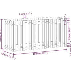 Online Upphöjd odlingslåda i massiv furu med staket-design | Storlek: 150x50x70 cm Planteringsbänkar