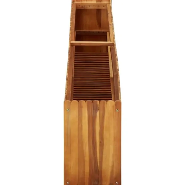 Outlet Upphöjd odlingslåda i massivt akaciaträ - Trädgårdsbädd | Storlek: 200x30x50 cm Planteringsbänkar