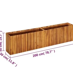 Outlet Upphöjd odlingslåda i massivt akaciaträ - Trädgårdsbädd | Storlek: 200x30x50 cm Planteringsbänkar
