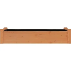 Clearance Upphöjd odlingslåda i massivt granträ med foder | Storlek: 120x45x25 cm | Färg: Brun Planteringsbänkar