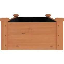 Clearance Upphöjd odlingslåda i massivt granträ med foder | Storlek: 120x45x25 cm | Färg: Brun Planteringsbänkar