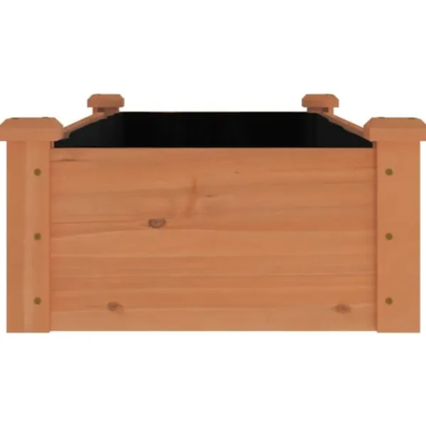 Clearance Upphöjd odlingslåda i massivt granträ med foder | Storlek: 120x45x25 cm | Färg: Brun Planteringsbänkar
