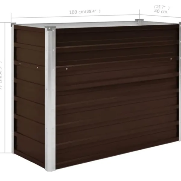 Upphöjd odlingslåda i metall - Galvaniserat stål | Färg: Brun | Storlek: 100x40x77 cm