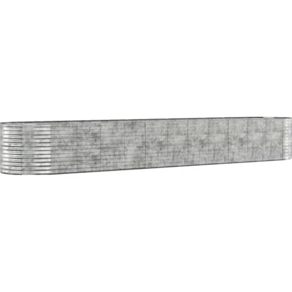 Upphöjd odlingslåda i pulverlackerat stål - Trädgårdsplantering | Färg: Silver | Storlek: 507x100x68 cm
