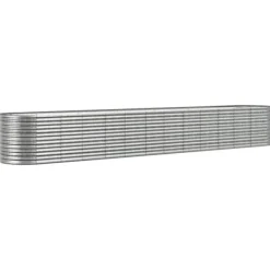 Upphöjd odlingslåda i pulverlackerat stål - Robust och väderbeständig | Färg: Silver | Storlek: 512x80x68 cm