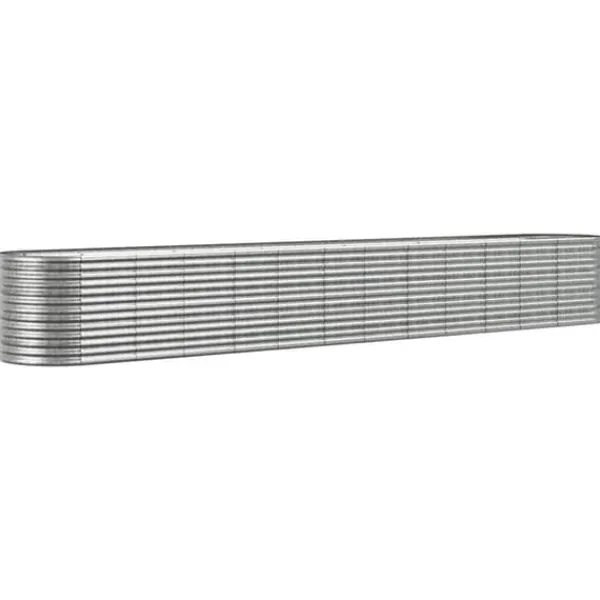 Upphöjd odlingslåda i pulverlackerat stål - Robust och väderbeständig | Färg: Silver | Storlek: 512x80x68 cm