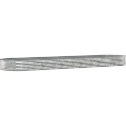 Upphöjd odlingslåda i pulverlackerat stål - Trädgårdsplanterare | Färg: Silver | Storlek: 523x140x36 cm