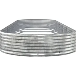Upphöjd odlingslåda i pulverlackerat stål - Trädgårdsplanterare | Färg: Silver | Storlek: 523x140x36 cm