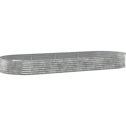 Upphöjd odlingslåda i pulverlackerat stål | Storlek: 373x140x36 cm | Färg: Silver