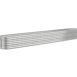 Best Upphöjd odlingslåda i pulverlackerat stål | Färg: Silver | Storlek: 332x40x36 cm Planteringsbänkar