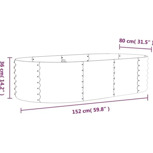 Upphöjd odlingslåda i pulverlackerat stål | Färg: Grön | Storlek: 152x80x36 cm