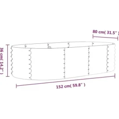 Upphöjd odlingslåda i pulverlackerat stål – Robust och väderbeständig | Färg: Brun | Storlek: 152x80x36 cm
