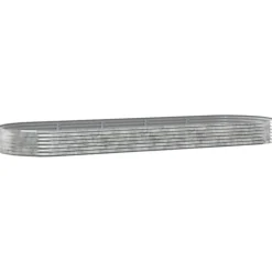 Upphöjd odlingslåda i pulverlackerat stål - Trädgårdsinredning | Färg: Silver | Storlek: 450x140x36 cm