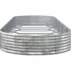 Upphöjd odlingslåda i pulverlackerat stål - Trädgårdsinredning | Färg: Silver | Storlek: 450x140x36 cm