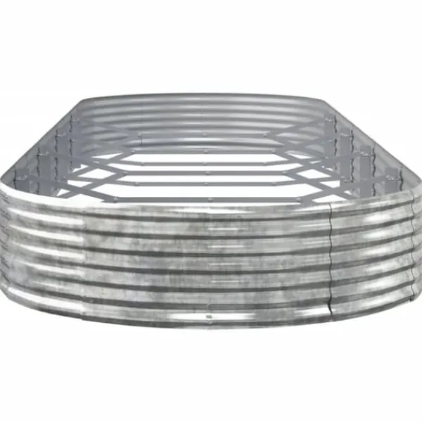 Upphöjd odlingslåda i pulverlackerat stål - Trädgårdsinredning | Färg: Silver | Storlek: 450x140x36 cm