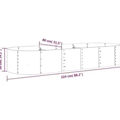 Upphöjd odlingslåda i pulverlackerat stål - Trädgårdsanvändning | Färg: Antracit | Storlek: 224x80x36 cm