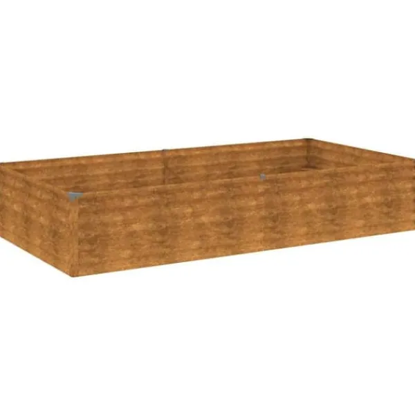 Outlet Upphöjd odlingslåda i rosttrögt stål - Hållbar och dekorativ | Storlek: 195x100x36 cm | Färg: Brunt Planteringsbänkar