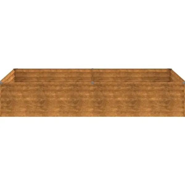 Outlet Upphöjd odlingslåda i rosttrögt stål - Hållbar och dekorativ | Storlek: 195x100x36 cm | Färg: Brunt Planteringsbänkar