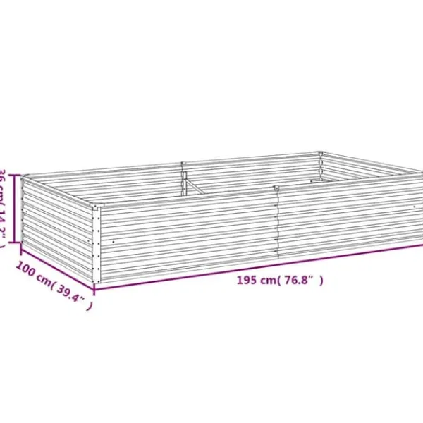 Outlet Upphöjd odlingslåda i rosttrögt stål - Hållbar och dekorativ | Storlek: 195x100x36 cm | Färg: Brunt Planteringsbänkar
