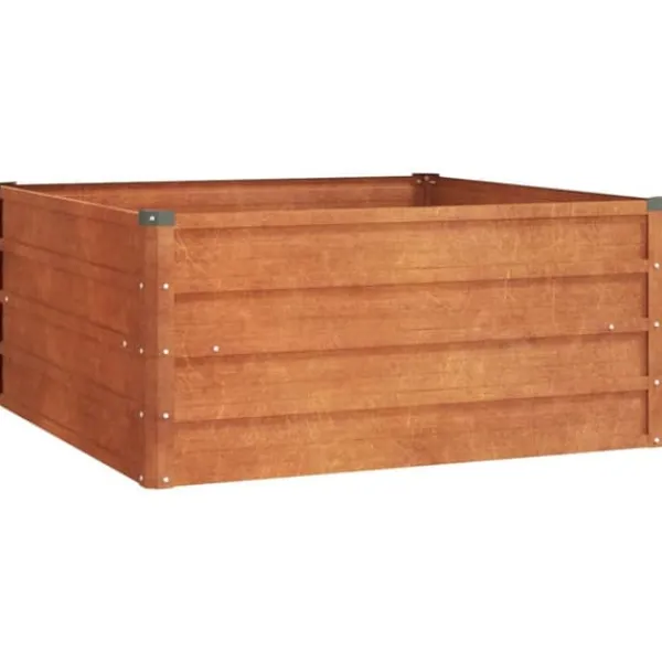 Sale Upphöjd odlingslåda i rosttrögt stål - Hållbar trädgårdslösning | Storlek: 100x100x45 cm | Färg: Brunt Krukor & Växtbehållare
