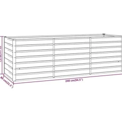 Upphöjd odlingslåda i rosttrögt stål - Hållbar trädgårdslösning | Storlek: 240x80x77 cm | Färg: Rostbrun