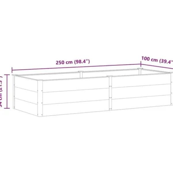 Online Upphöjd odlingslåda i WPC - Modern blom- och växtbädd | Färg: Grå | Storlek: 250x100x54 cm Planteringsbänkar