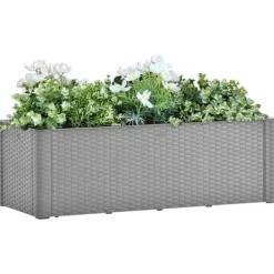 Best Upphöjd odlingslåda med självbevattning grå 100x43x33 cm Krukor & Växtbehållare