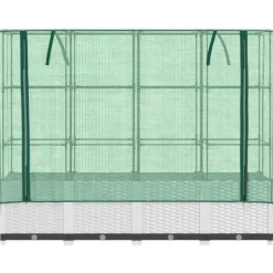 Upphöjd odlingslåda med växthusöverdrag i rottinglook | Storlek: 160x40x138 cm