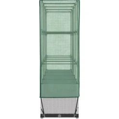 Upphöjd odlingslåda med växthusöverdrag i rottinglook | Storlek: 160x40x138 cm