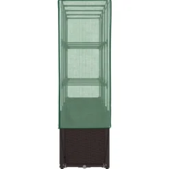 Upphöjd odlingslåda med växthusöverdrag i rottinglook | Storlek: 160x40x153 cm