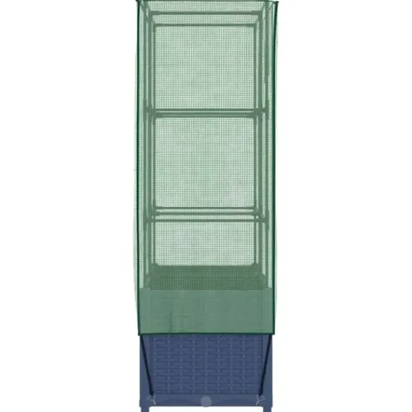 Upphöjd odlingslåda med växthusöverdrag i rottinglook | Storlek: 80x40x138 cm