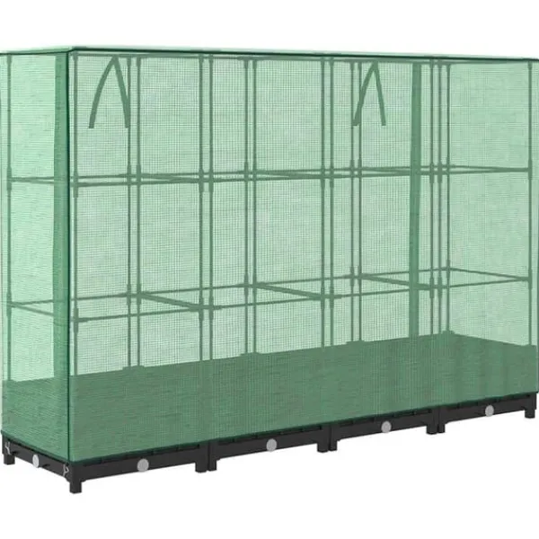 Upphöjd odlingslåda med växthusöverdrag - Rottinglook | Storlek: 160x40x123 cm Växthus