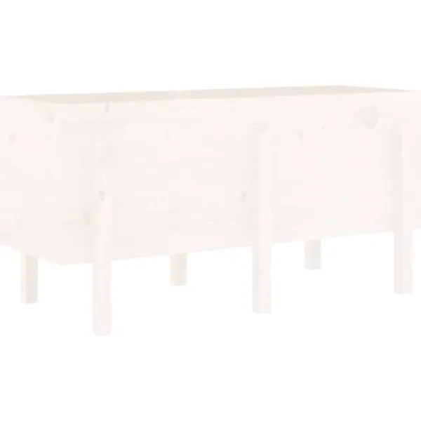 Upphöjd odlingslåda på ben - Massiv furu | Storlek: 121x50x57 cm | Färg: Vit