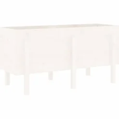 Upphöjd odlingslåda på ben - Massiv furu | Storlek: 121x50x57 cm | Färg: Vit