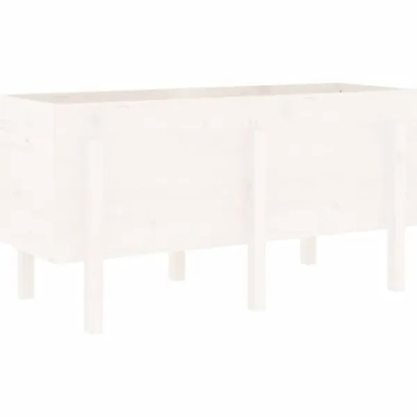 Upphöjd odlingslåda på ben - Massiv furu | Storlek: 121x50x57 cm | Färg: Vit