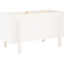Discount Upphöjd odlingslåda på ben i massiv furu | Storlek: 101x50x57 cm | Färg: Vit Planteringsbänkar