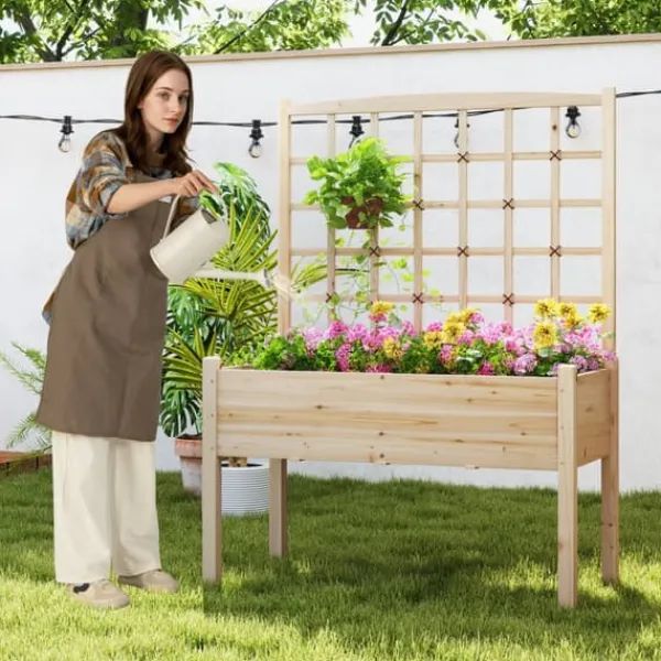 Online Upphöjd planteringsbädd, 119×61×160 cm, Naturlig Planteringsbänkar