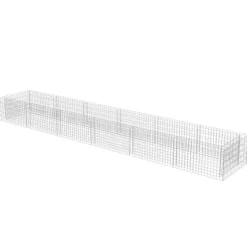 Upphöjd planteringsgabion av galvaniserat stål - Trädgårdsgabion | Storlek: 540x90x50 cm | Färg: Silver