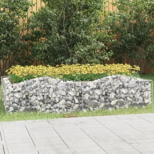 vidaXL Upphöjd planteringsgabion 200x100x50 cm galvaniserat järn