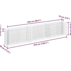 Best Upphöjd planteringsgabion i galvaniserat stål - Trädgårdsavgränsning | Storlek: 270x30x60 cm Planteringsbänkar