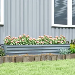 Clearance Upphöjd planteringslåda, 180x90x30 cm, Silver Planteringsbänkar